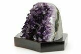 Deep Purple Amethyst Geode With Wood Base - Uruguay #364435-2